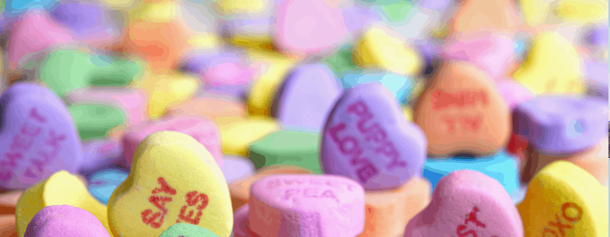 Picture of conversation hearts from top Denver roofing conpany